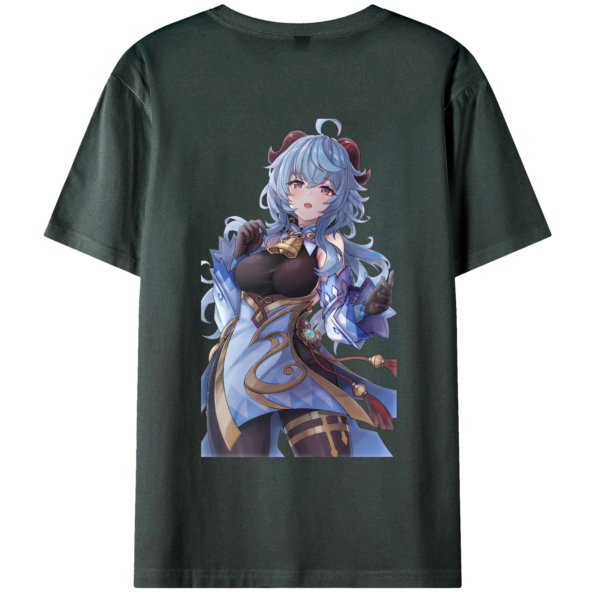 げんし神 甘雨 かんう genshin Ganyu 綿100％ メンズ半袖Tシャツ（バックプリント） 通気性
